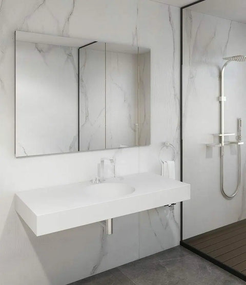 Corian® Waschtisch mit Becken Vale rund links/mitte/rechts