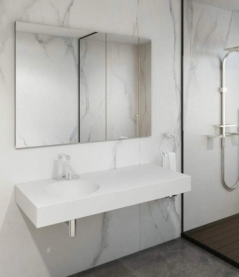 Corian® Waschtisch mit Becken Vale rund links/mitte/rechts