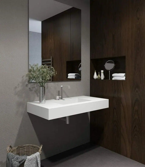 Corian® Waschtisch mit Becken Pure eckig links/mitte/rechts