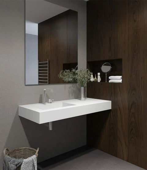 Corian® Waschtisch mit Becken Pure eckig links/mitte/rechts