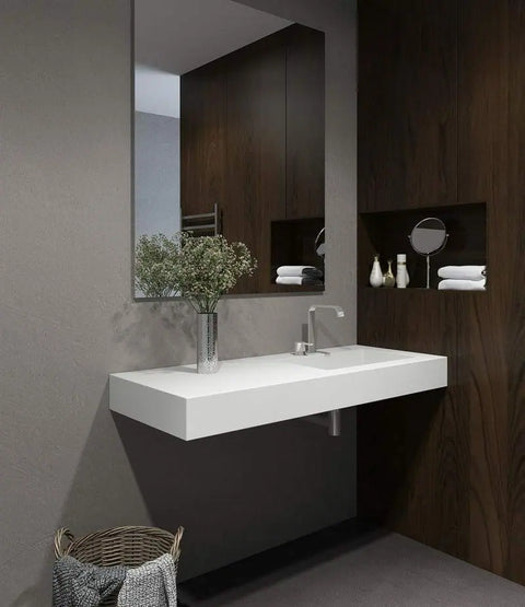 Corian® Waschtisch mit Becken Pure eckig links/mitte/rechts