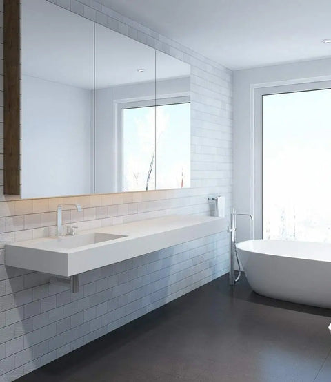 Corian® Waschtisch mit Becken Pure eckig links/mitte/rechts