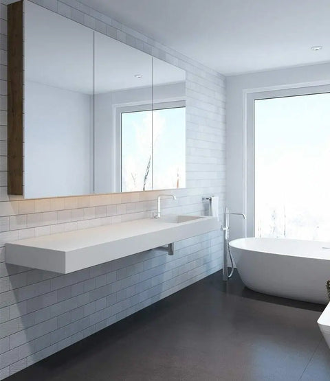 Corian® Waschtisch mit Becken Pure eckig links/mitte/rechts