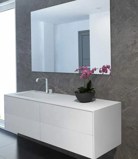 Corian® Waschtisch PureOne+ mit Becken links eckig und Unterschrank zweireihig