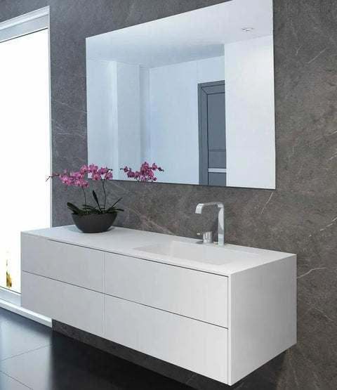 Corian® Waschtisch PureOne+ mit Becken rechts eckig und Unterschrank zweireihig