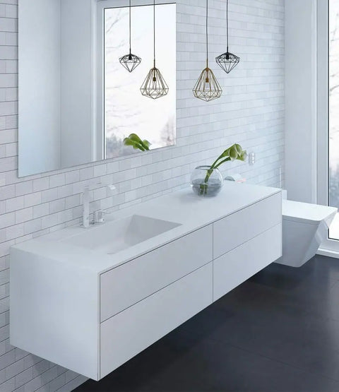 Corian® Waschtisch PureOne+ mit Becken links eckig und Unterschrank zweireihig