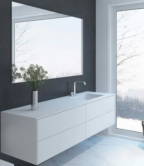 Corian® Waschtisch PureOne+ mit Becken rechts eckig und Unterschrank zweireihig