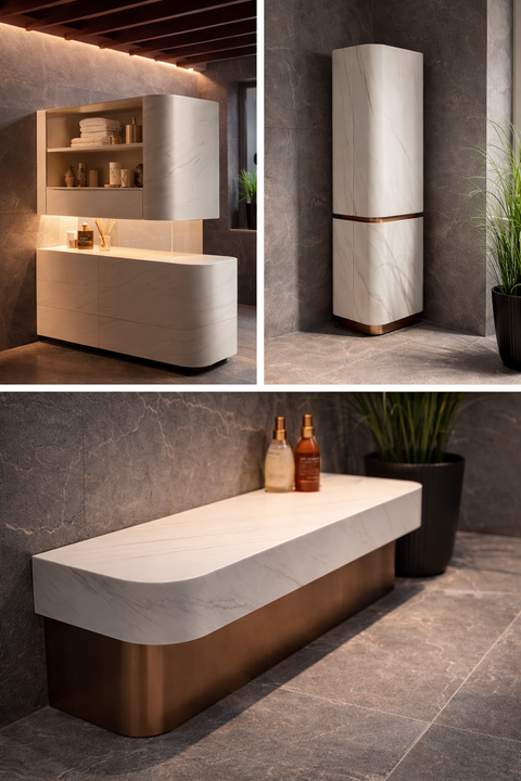 Erweiterungsmöbel für die Corian® Badmöbelserie Château