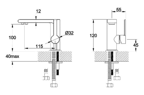 Waschtisch Einhebelmischbatterie Pure Auslaufhöhe 100mm