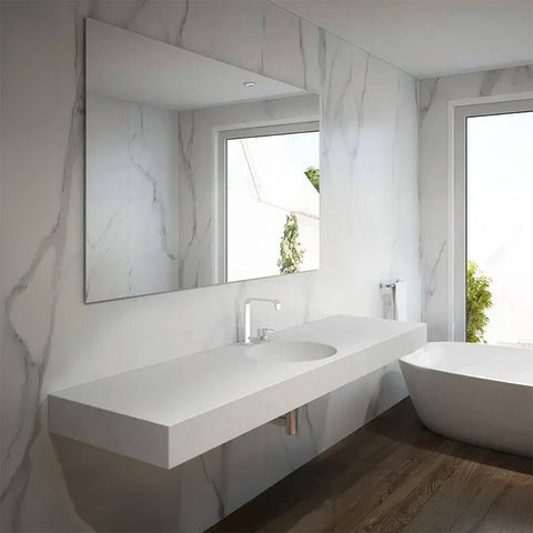 Corian® washbasin with round Vale bowl left/center/right
