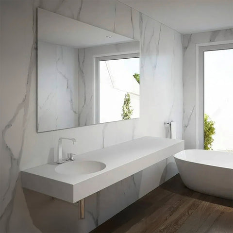 Corian® washbasin with round Vale bowl left/center/right