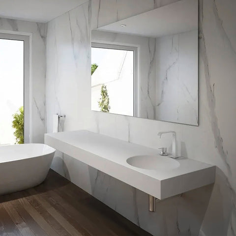 Corian® washbasin with round Vale bowl left/center/right