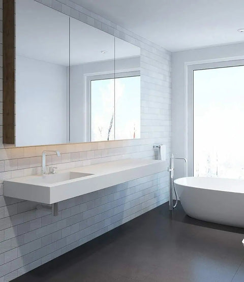 Corian® Waschtisch mit Becken Pure eckig links/mitte/rechts