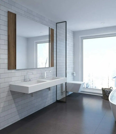Corian® Doppelwaschtisch mit Becken Pure eckig