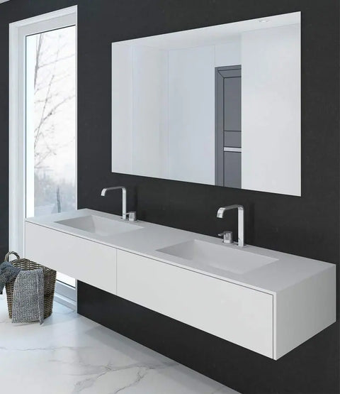 Corian® Doppelwaschtisch PureOne eckig mit Unterschrank einreihig by Henneke
