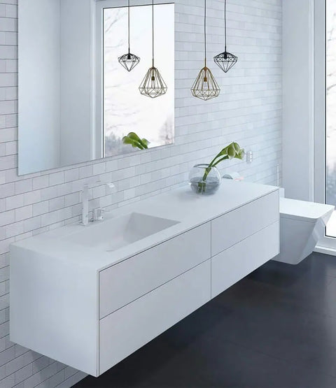 Corian® Waschtisch PureOne+ mit Becken links eckig und Unterschrank zweireihig