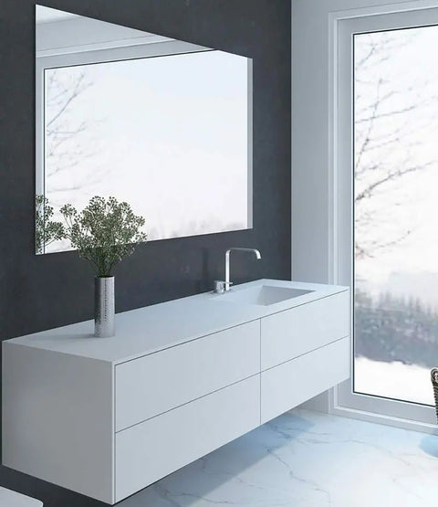 Corian® Waschtisch PureOne+ mit Becken rechts eckig und Unterschrank zweireihig
