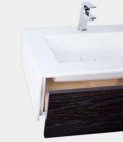 Corian® Doppelwaschtisch WoodOne eckig mit Unterschrank einreihig by Henneke