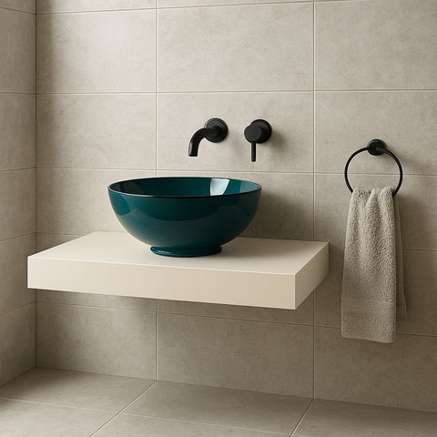 PureTop - Corian® Waschtisch eckig für Aufsatzbecken ohne Unterschrank
