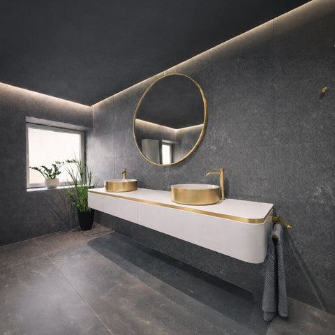 Corian® & Metall Doppelwaschtisch Château by Henneke