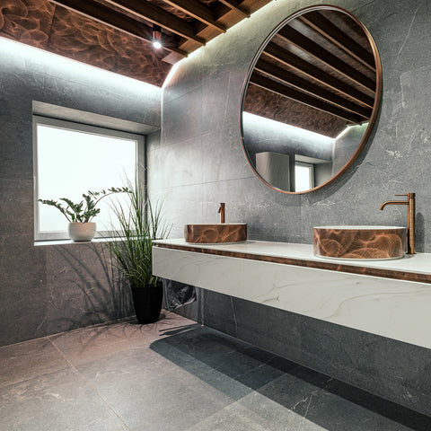 Double vasque Corian® & Métal Château par Henneke