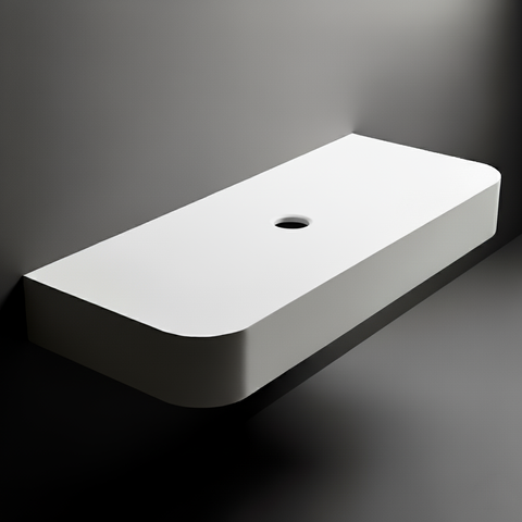 CurveTop - Corian® Waschtisch abgerundet für Aufsatzbecken ohne Unterschrank
