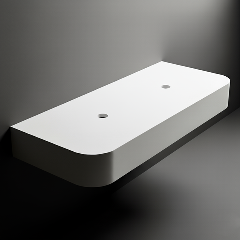 CurveTop - Corian® Waschtisch abgerundet für Aufsatzbecken ohne Unterschrank