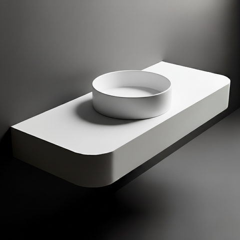 CurveTop - Corian® Waschtisch abgerundet für Aufsatzbecken ohne Unterschrank