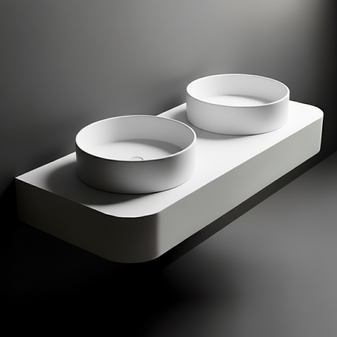 CurveTop - Corian® Waschtisch abgerundet für Aufsatzbecken ohne Unterschrank