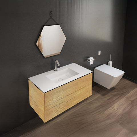 Corian® Waschtischplatte PureBasic – fugenlos mit eckigem Becken